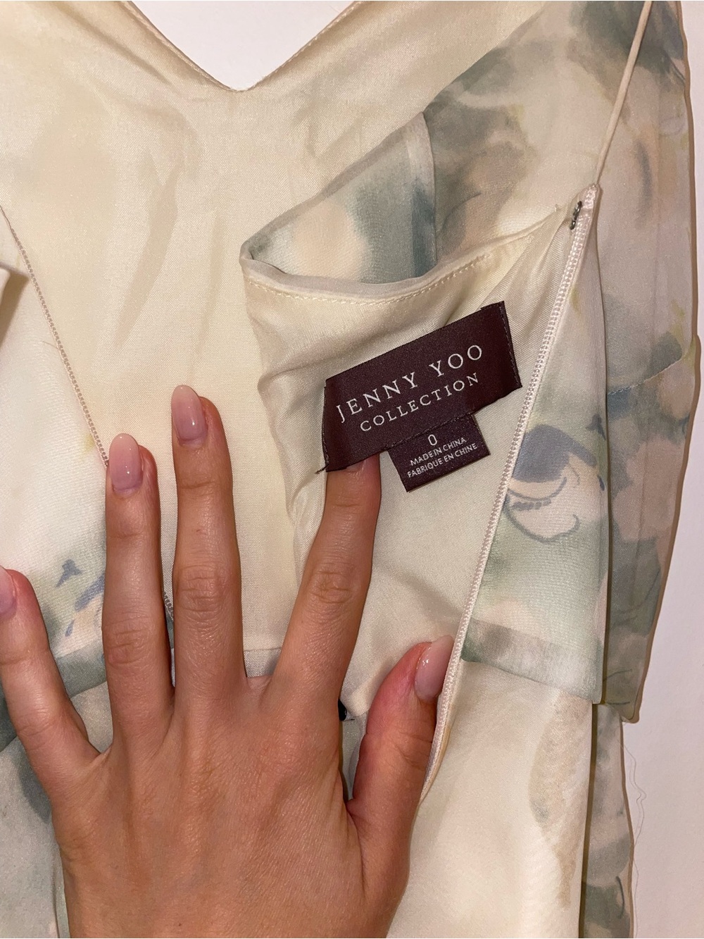 Jenny Yoo Floral Maxi Dress in Cream and Sage - Picture 4 of 5